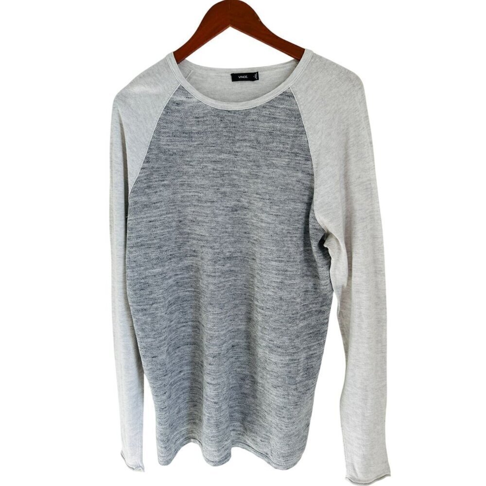 Vince Gray & Light Heather Raglan Long Sleeve Tee L Soft Knit
